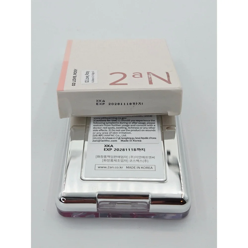 2aN Dual Cheek 02 Love, Rosy Pink Blush Palette K-Beauty 6g New